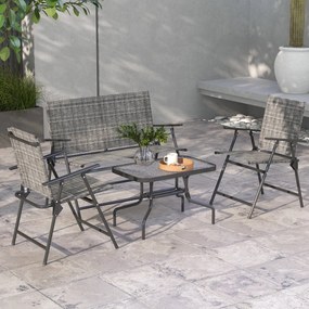 Outsunny Set de mobilier pentru exterior din 4 piese pentru terasa, Set de gradina cu doua fotolii pliabile, Gri mixt | Aosom Romania