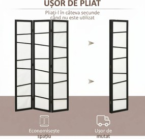 HOMCOM  Separator de camera cu 3 panouri, ecrane de confidentialitate pliabile portabile din lemn de interior | Aosom Romania