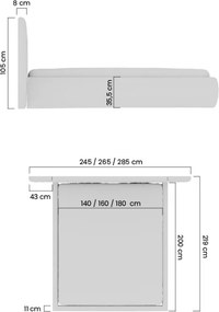 Pat tapițat Galin 140x200 cu ladă de depozitare - stofă bej ușor de curățat Maya 01