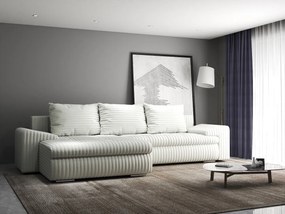 Colțar extensibil dumonde cu ladă de depozitare si sezut confortabil din spuma high-density, Leonardo Ambience Ivory 260x185 cm