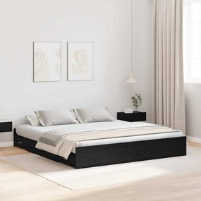 vidaXL Cadru de pat cu depozitare cu sertar Stejar negru 200 x 200 cm