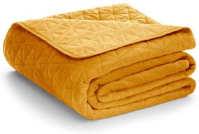 Cuvertură galbenă matlasată din catifea 240x260 cm Laila – Restilo