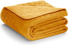 Cuvertură galbenă matlasată din catifea 260x280 cm Laila – AmeliaHome