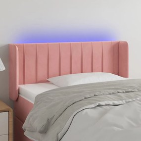 3123515 vidaXL Tăblie de pat cu LED, roz, 93x16x78/88 cm, catifea