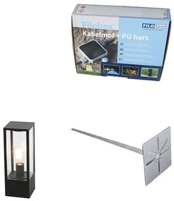Lampă de exterior cu picior neagră 40 cm cu țăruș de pământ și glandă de cablu - Charlois