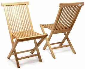 Scaun pliabil din tec DIVERO, 2 bucăți