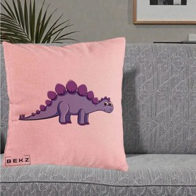 Perna Personalizata Stegozaur Mov, 40x40 cm, Roz, Husa Detasabila, Perna Inclusa, BEKZ®