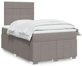 vidaXL Pat box spring cu saltea, gri taupe, 120x200 cm, textil