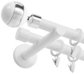 Galerie dubla BILA INOX PICIOR UNIVERSAL ,prindere perete 19/19 ALB (Alege marime: 280 cm)