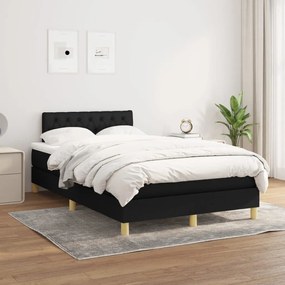 vidaXL Pat box spring cu saltea, negru, 120x200 cm, textil