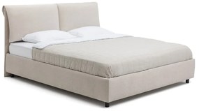 Pat matrimonial bej tapițat cu spațiu de depozitare cu somieră 160x200 cm Myra Pillow – Bonami Selection