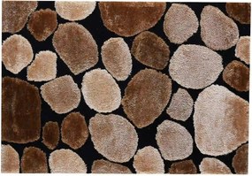 Covor PEBBLE TYP 2, 80x150 cm, forma dreptunghiulara, maro/negru, poli