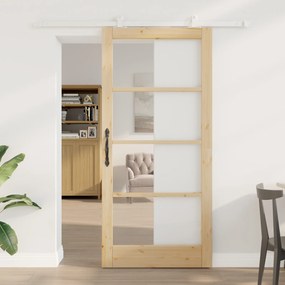 vidaXL Ușă glisantă Manual ORKDAL Maro 93 x 202 cm Lemn și metal