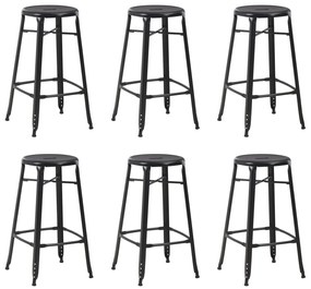 vidaXL Scaune de bar, 6 buc., negru, oțel