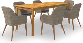 vidaXL Set mobilier de grădină, 7 piese, maro