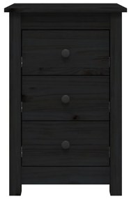 Noptiere, 2 buc., negru, 40x35x61,5 cm, lemn masiv de pin 2, Negru