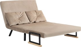 HOMCOM Canapea Pat de 2 Locuri cu Spătar Reglabil pe 5 Nivele și 2 Perne din Material Țesut Căptușit, 102x73x81 cm, Maro | Aosom Romania