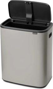 Cos de gunoi Brabantia Bo Touch 1010455, 60 l, Deschidere lina si silentioasa, Deschidere larga, Gri deschis