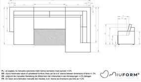Colțar gri deschis extensibil cu tapițerie din catifea reiată (cu colț pe partea dreaptă/în formă de "U") Brave Dave – Miuform