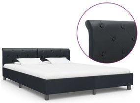vidaXL Cadru de pat, negru, 180 x 200 cm, piele ecologică