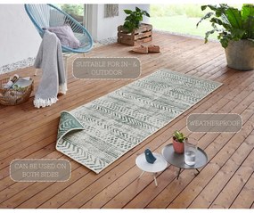 Covor adecvat pentru exterior NORTHRUGS Biri, 80 x 350 cm, verde-crem