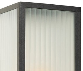 Lampă inteligentă de exterior neagră cu sticlă canelată 80 cm incl. WiFi A60 - Charlois