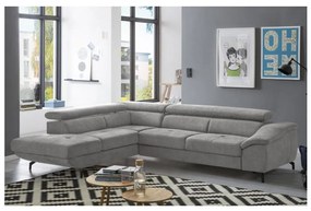 Canapea colțar extensibilă cu spațiu depozitare BRESCIA stânga gri