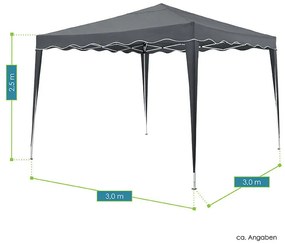 Pavilion pliabil "Vivara" 3 x 3 m gri, cu ambalaj pentru transport