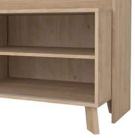Set TV alb-în culoare naturală cu aspect de lemn de stejar 159x181x48 cm Ikast – Tvilum