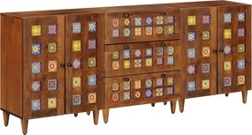 vidaXL Bufet 3 pcs castan Lemn de mango solid