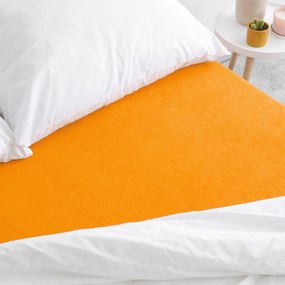 Goldea cearceafuri de pat din terry cu elastic - portocaliu 90 x 220 cm