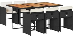 vidaXL Set mobilier de grădină cu perne, 7 piese, negru, poliratan