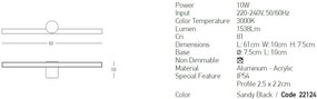 Aplica LED de perete pentru baie, IP54 design modern SHINE negru