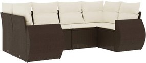 vidaXL Set canapele de grădină cu perne, 6 piese, maro, poliratan