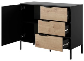 Comodă Rastafa D3S (Stejar artisan + Negru). 1071381