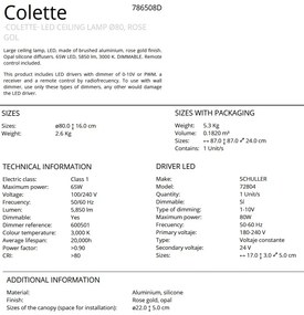 Lustra LED aplicata design ultra-modern, dimabila cu telecomanda, 80cm Colette auriu roze