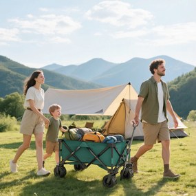 Outsunny Cărucior de Grădină cu Mâner Telescopic, Cărucior pentru Transport Obiecte până la 70 kg, 108x55 cm, Verde | Aosom Romania