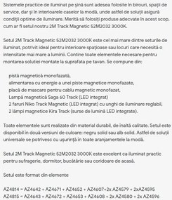 Set 2m sina magnetica monofazata cu iluminat inclus Alfa 52M2032BK negru, 3000K