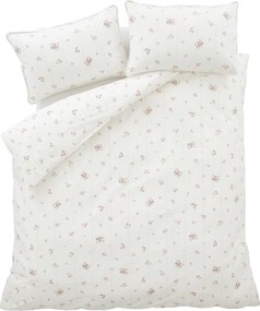 Lenjerie de pat crem din bumbac percal pentru pat de o persoană 135x200 cm Vintage Rosebud Lace – Bianca