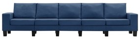 Canapea cu 5 locuri, albastru, material textil Albastru, cu 5 locuri