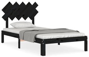 3193720 vidaXL Cadru de pat cu tăblie, negru, 100x200 cm, lemn masiv