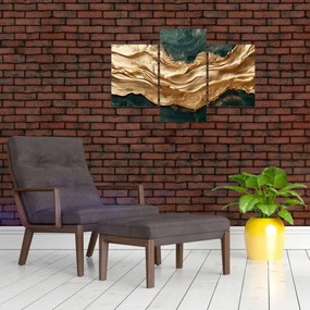 Tablou - Abstracție verde cu auriu II. (90x60 cm)