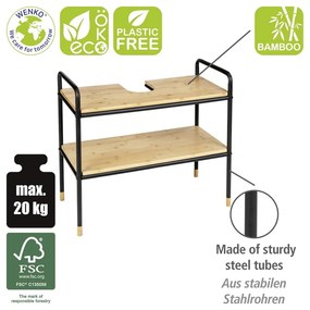 Dulap sub chiuvetă negru/natural din bambus 70x60 cm Loft – Wenko
