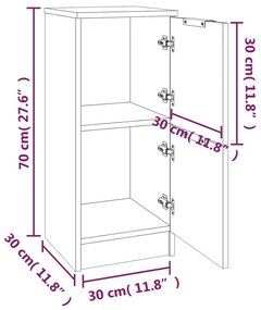Servante, 2 buc., alb, 30x30x70 cm, lemn compozit 2, Alb