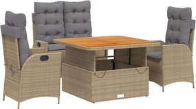 vidaXL Set canapele de grădină, 4 piese, cu perne, bej, poliratan