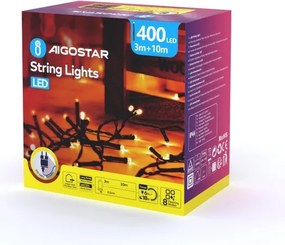 Aigostar - Ghirlandă de exterior cu LED pentru Crăciun 400xLED/8 funcții 13m IP44 alb cald