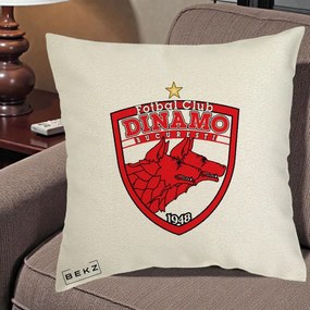 Perna Personalizata FC Dinamo Bucuresti 1948 Fotbal, 40x40 cm, Ecru, Husa Detasabila, Perna Inclusa, BEKZ®