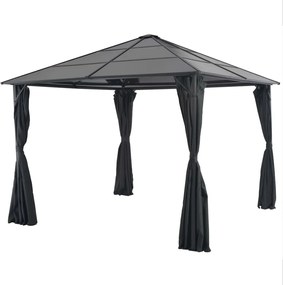 vidaXL Pavilion cu perdea, negru, 3 x 3 m, aluminiu