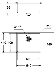 Chiuveta din otel inoxidabil Grohe K700U , 1 cuva, montare pe blat, kit montaj si evacuare, hard graphite - 31574AL0