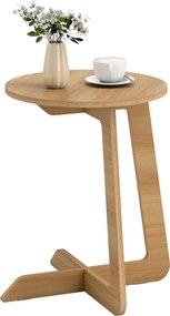 HOMCOM Măsuță auxiliară în formă de C Măsuță rotundă Montaj rapid pentru spații mici Living Dormitor Natural | Aosom Romania